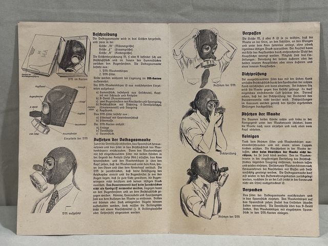 Original WWII German People's Gas Mask Instruction Pamphlet, Volksgasmaske — image 4
