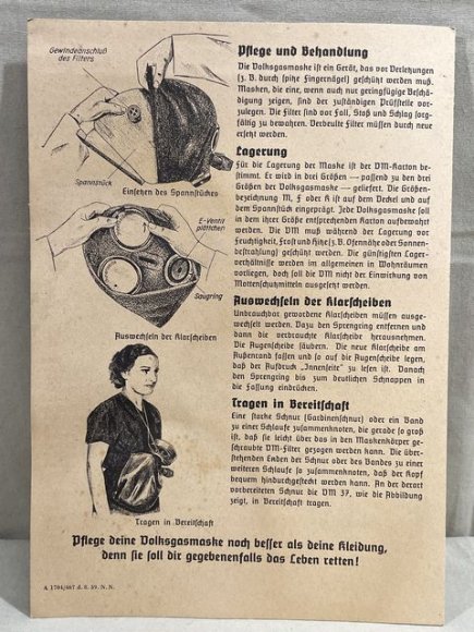 Original WWII German People's Gas Mask Instruction Pamphlet, Volksgasmaske — image 9