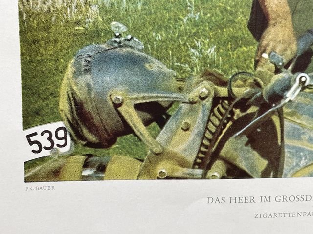Original WWII German Military Themed Color Print, Cigarette Break for the Motorcyclists — image 5