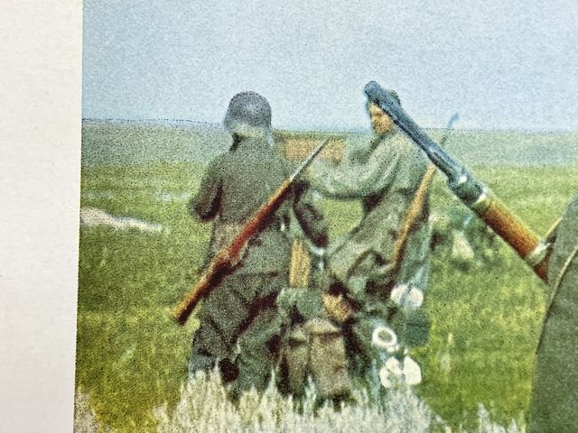 Original WWII German Military Themed Color Print, Cigarette Break for the Motorcyclists — image 6