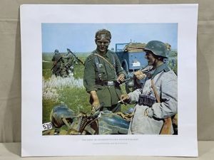 Original WWII German Military Themed Color Print, Cigarette Break for …