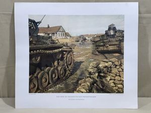 Original WWII German Military Themed Color Print, BEI EINER PANZERSPITZE
