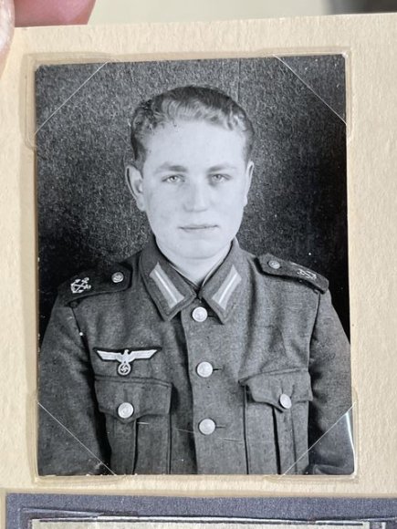 Original WWII German Framed KM Coastal Artillery Soldier's Photograph & Death Notice — image 3