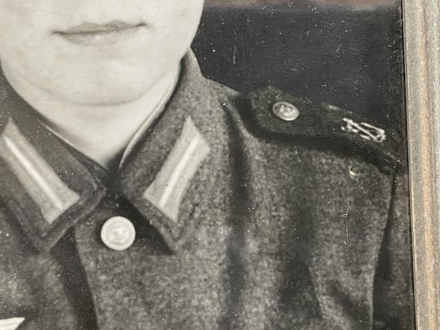 Original WWII German Framed KM Coastal Artillery Soldier's Photograph & Death Notice — image 8