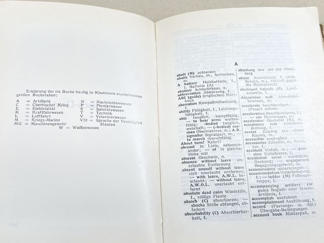 Original WWII German Soldier's German-English / English-German Pocket Dictionary — image 12