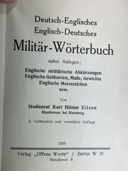 Original WWII German Soldier's German-English / English-German Pocket Dictionary — image 5