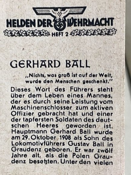 Original WWII German WHW Donation Booklet, Ritterkreuztr‰ger Gerhard Ball — image 2