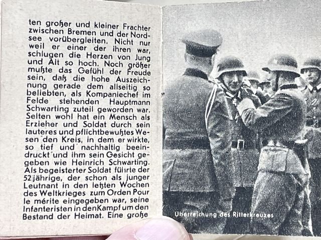 Original WWII German WHW Donation Booklet, Ritterkreuztrðger Heinrich Schwarting — image 3