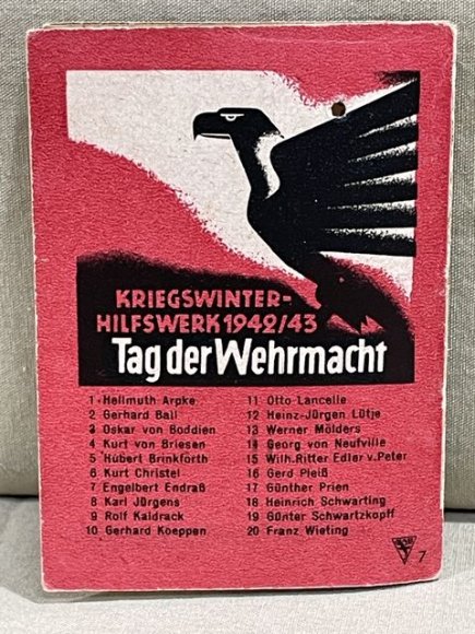 Original WWII German WHW Donation Booklet, Ritterkreuztrðger Engelbert EndraÔ — image 7