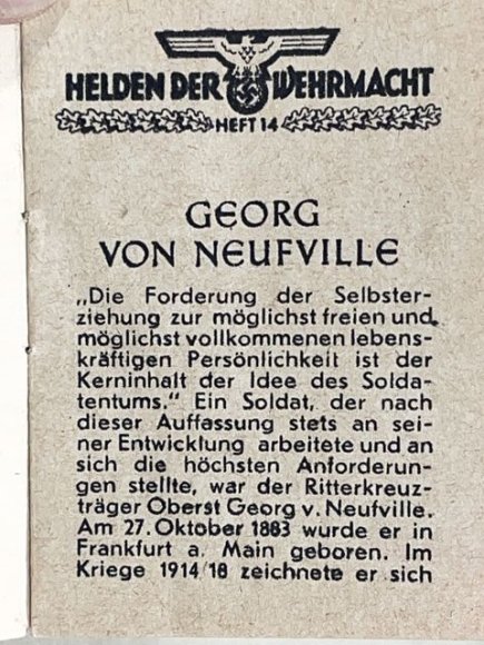 Original WWII German WHW Donation Booklet, Ritterkreuztrðger Georg von Neufville — image 2