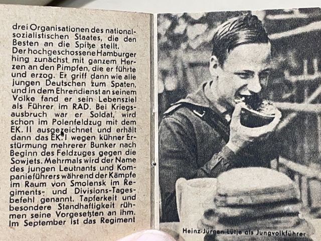 Original WWII German WHW Donation Booklet, Ritterkreuztrðger Heinz-J■rgen L■tje — image 3