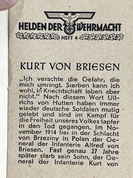Original WWII German WHW Donation Booklet, Ritterkreuztrðger Kurt von Briesen — image 2