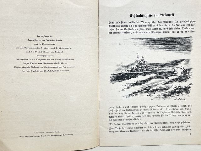 Original WWII German War Library of the German Youth Book, Schlachtschiffe im Atlantik — image 4
