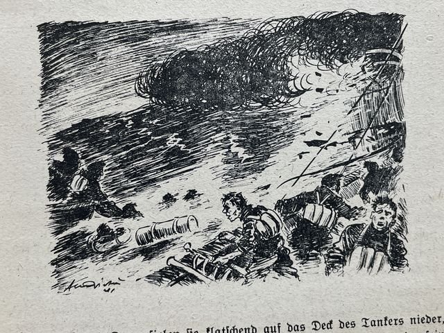 Original WWII German War Library of the German Youth Book, Schlachtschiffe im Atlantik — image 6