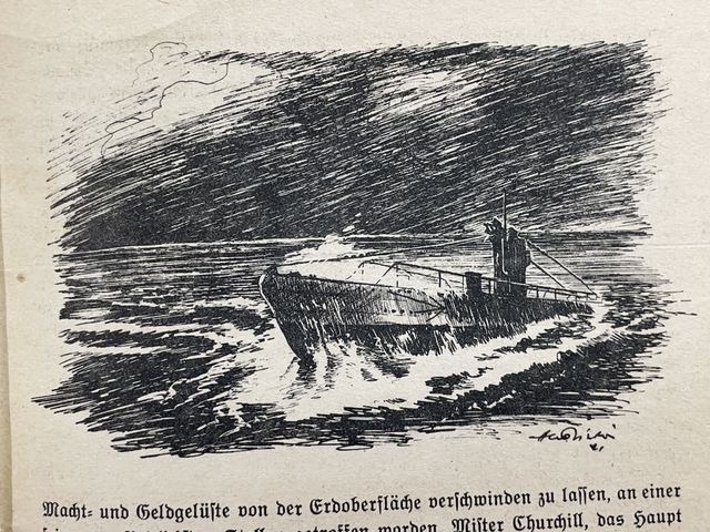 Original WWII German War Library of the German Youth Book, Schlachtschiffe im Atlantik — image 9