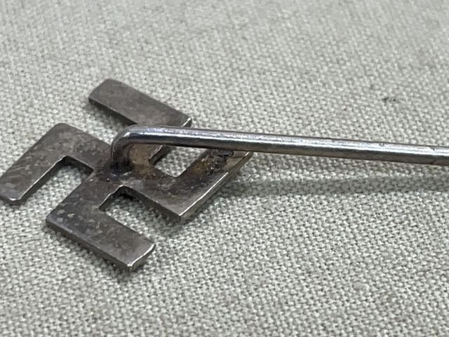 Original Nazi Era German SWASTIKA Pin, 10mm X 10mm — image 4