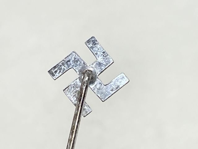 Original Nazi Era German SWASTIKA Pin, 8mm X 8mm — image 2