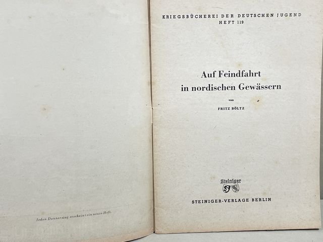 Original WWII German War Library of the German Youth Book, Auf Feindfahrt in nordischen Gewässern — image 3
