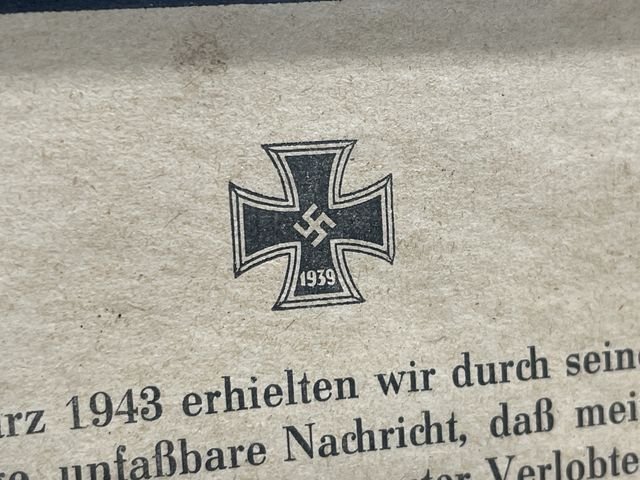 Original WWII German Framed Remembrance Card to Fallen NCO — image 2