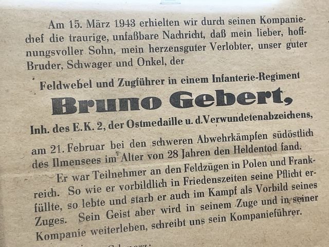 Original WWII German Framed Remembrance Card to Fallen NCO — image 3