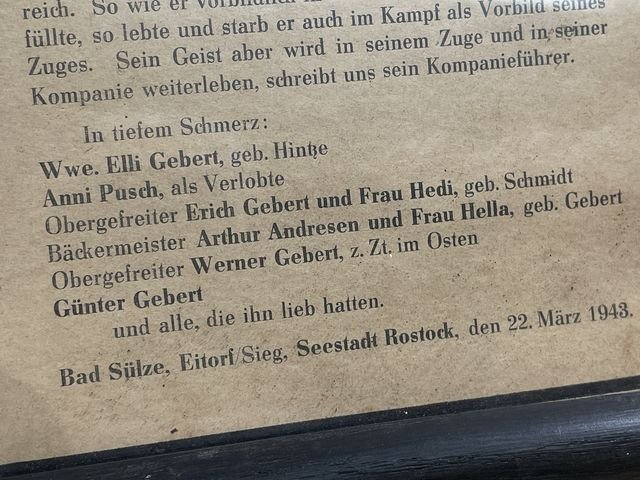 Original WWII German Framed Remembrance Card to Fallen NCO — image 4