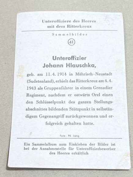 Original WWII German Collector Cards, NCOs of the Army with the Knights Cross — image 3