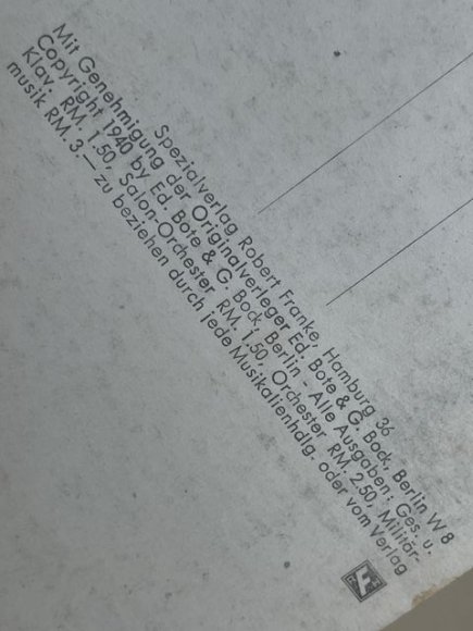 Original WWII German Song Postcard, Adler-Lied — image 3