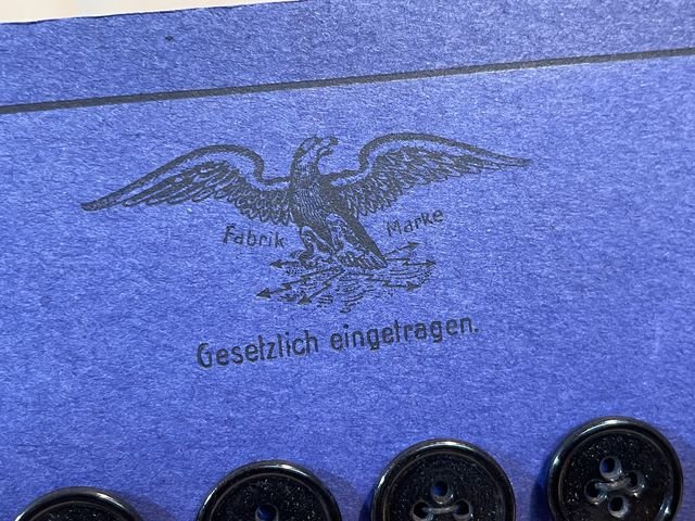 Original WWII Era German Card of Black Plastic Buttons — image 2