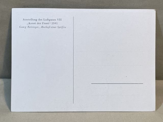 Original WWII German Luftwaffe Themed Postcard, Shooting Down a Spitfire — image 3
