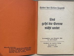 Original 1937 German Hitler Youth Song Book, Uns geht die …