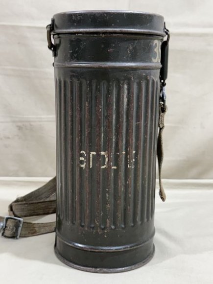 HOLD! Original WWII German LW Soldier's Gas Mask Can M38, Named & Numbered — image 14