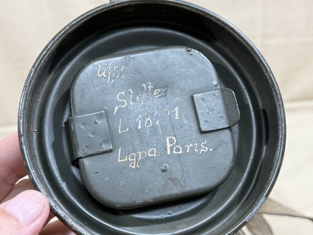 HOLD! Original WWII German LW Soldier's Gas Mask Can M38, Named & Numbered — image 18