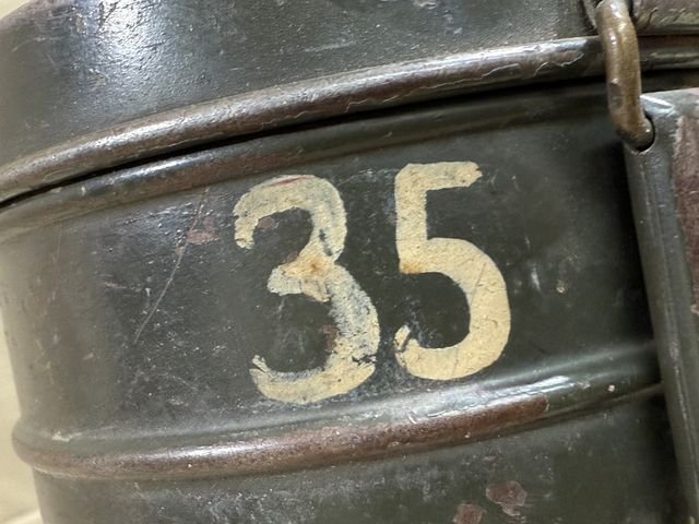 HOLD! Original WWII German LW Soldier's Gas Mask Can M38, Named & Numbered — image 6