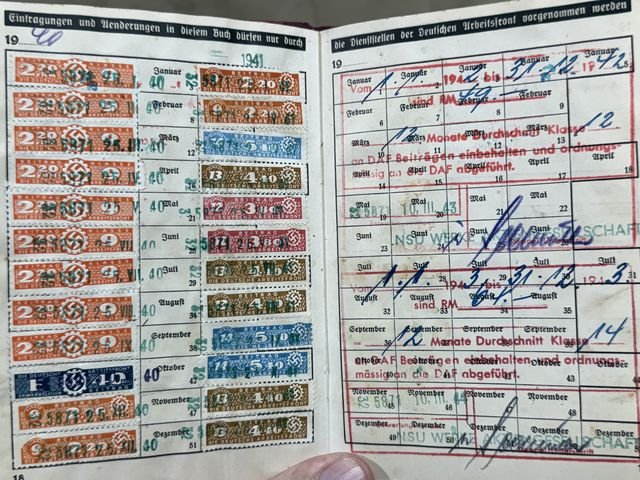 Original Nazi Era German DAF Membership ID/Dues Book — image 11