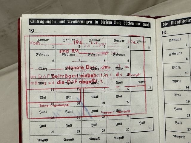 Original Nazi Era German DAF Membership ID/Dues Book — image 12