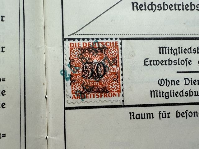 Original Nazi Era German DAF Membership ID/Dues Book — image 5
