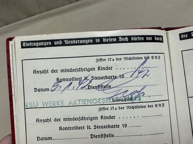 Original Nazi Era German DAF Membership ID/Dues Book — image 6
