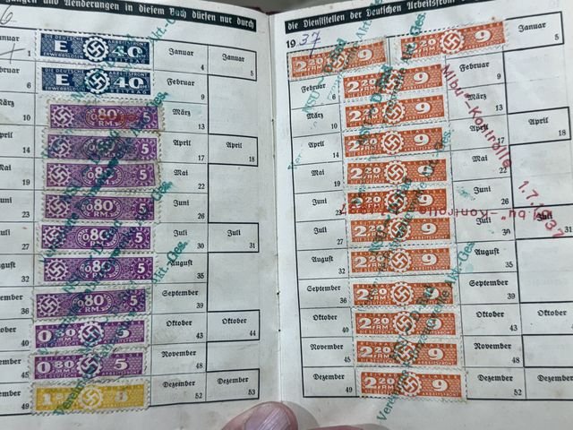 Original Nazi Era German DAF Membership ID/Dues Book — image 8