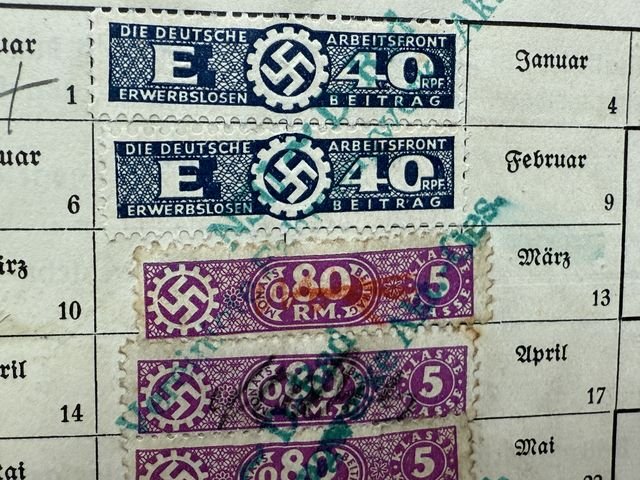 Original Nazi Era German DAF Membership ID/Dues Book — image 9