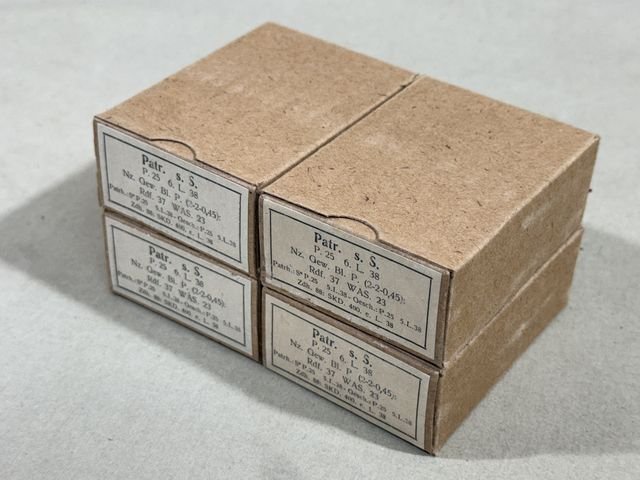 Original WWII German Cardboard 8mm Ammunition Boxes, Set of 4