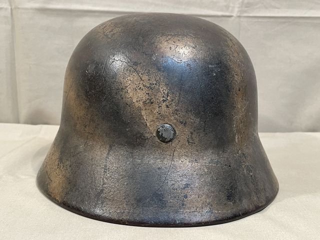Original WWII German Camouflaged M40 Steel Helmet w/Liner, SE64 — image 14