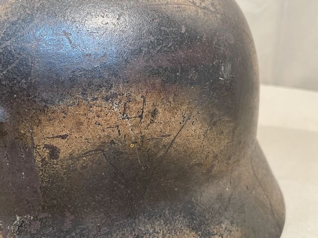 Original WWII German Camouflaged M40 Steel Helmet w/Liner, SE64 — image 6