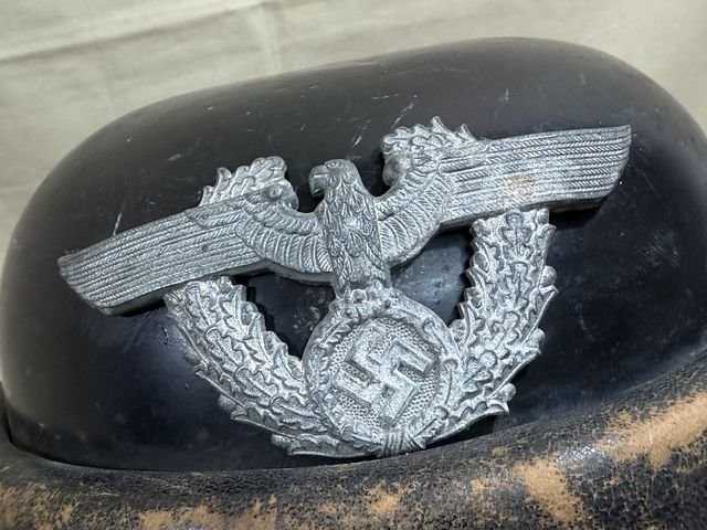 Original Nazi Era German Schutzpolizei Personnel's Motorcycle Crash Helmet — image 4