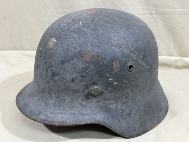 Original WWII German M35 Helmet with Liner & Chin Strap, Size 53
