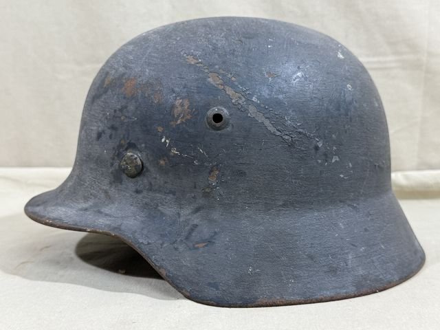 Original WWII German M35 Helmet with Liner & Chin Strap, Size 53 — image 2