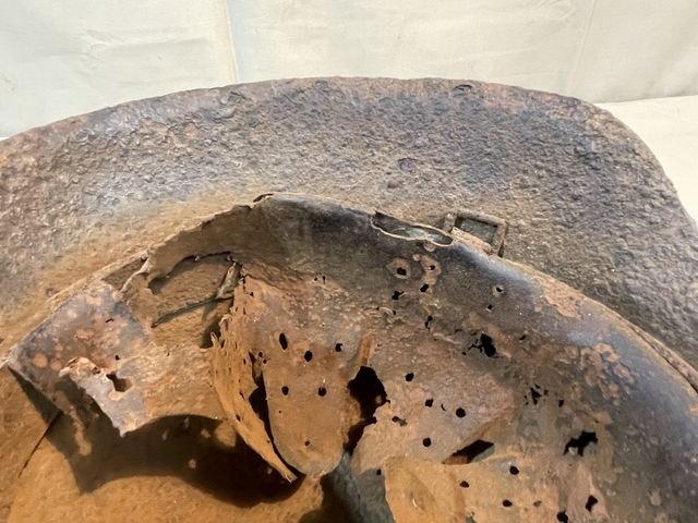 Original WWII German Battle Field Recovered M42 Steel Helmet, Waffen-SS!!! — image 12