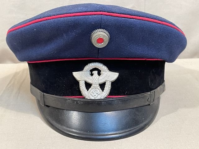 Original Nazi Era German Fire Police NCO's Visor Hat, Feuerschutzpolizei