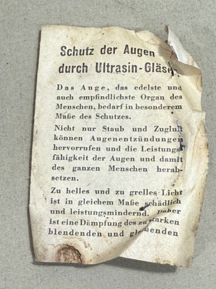 Original WWII German Sun Goggles with Brown Frames & Instructions, UNISSUED — image 8