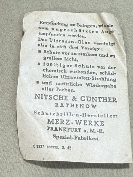 Original WWII German Sun Goggles with Brown Frames & Instructions, UNISSUED — image 10