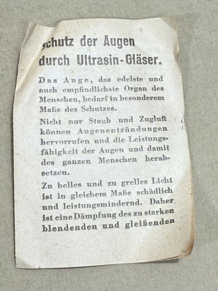 Original WWII German Sun Goggles with Brown Frames & Instructions, UNISSUED — image 8